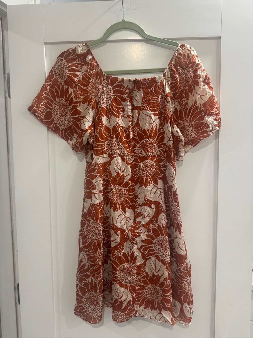 Madewell Silk Rust and Cream Floral Tie-Front Mini Dress - Picture 4 of 6